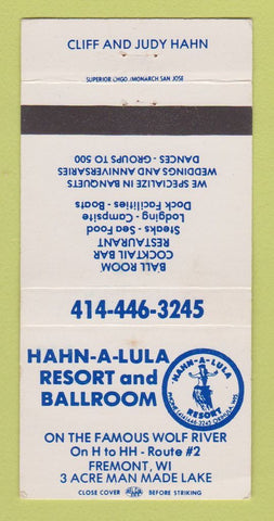 Matchbook Cover - Hahn A Lula Resort Fremont WI girlie WEAR 30 Strike