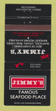 Matchbook Cover - Jimmy's Restaurant Baltimore MD WORN 30 Strike