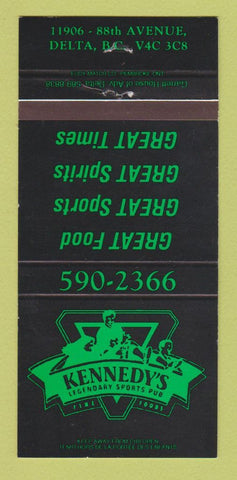 Matchbook Cover - Kennedy's Sports Pub Delta BC 30 Strike