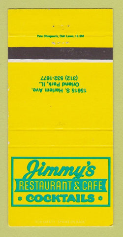 Matchbook Cover - Jimmy's Restaurant Cafe Orland Park IL 30 Strike