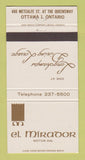Matchbook Cover - El Mirador Motor Inn Ottawa ON 30 Strike