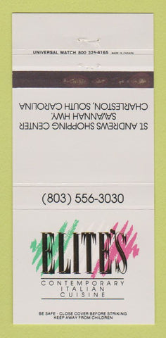 Matchbook Cover - Elite's Restaurant Italian Charleston SC 30 Strike