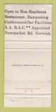 Matchbook Cover - Grove House Hotel Norwich UK WORN 30 Strike