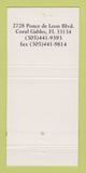 Matchbook Cover Food Among Flowers Restaurant Soren's Coral Gables FL 30 Strike