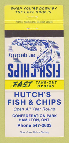 Matchbook Cover - Hutch's Fish and Chips Hamilton ON 30 Strike