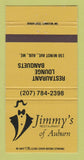 Matchbook Cover - Jimmy's Restaurant Auburn ME 30 Strike
