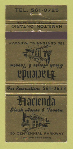 Matchbook Cover - Hacienda Steak House Hamilton ON 30 Strike