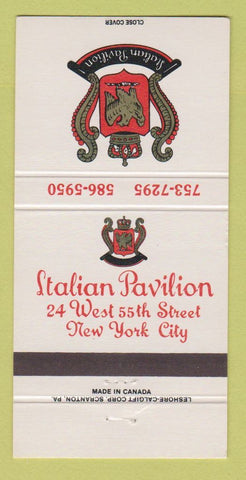 Matchbook Cover - Italian Pavilion New York City Restaurant 30 Strike