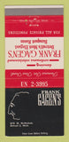 Matchbook Cover - Frank Gagen's Restaurant Detroit MI 30 Strike