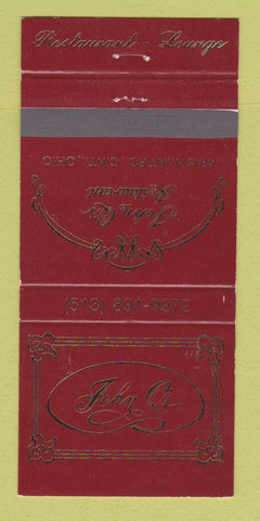Matchbook Cover - John Q's Restaurant Cincinnati OH 30 Strike