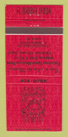 Matchbook Cover - El Nibble Nook Mexican Livonia MI Comida Bebida 30 Strike