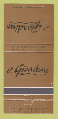 Matchbook Cover - Il Giardino Washington DC 30 Strike