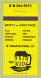 Matchbook Cover - Fair View House West Catasauqua PA YELLOW 30 Strike