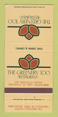 Matchbook Cover - Greenery Too Restaurant Greenville DE 30 Strike