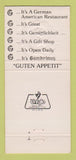 Matchbook Cover - Gambrinus German Restaurant New Tripoli PA 30 Strike