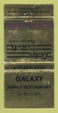 Matchbook Cover - Galaxy Family Restaurant Toronto ON WEAR 30 Strike