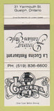 Matchbook Cover - La Cucina Italian Restaurant Guelph ON 30 Strike