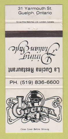 Matchbook Cover - La Cucina Italian Restaurant Guelph ON 30 Strike