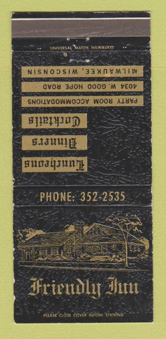 Matchbook Cover - Friendly Inn Milwaukee WI 30 Strike