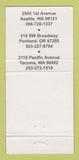 Matchbook Cover - El Gaucho Restaurant Seattle TAcoma WA WEAR 30 Strike