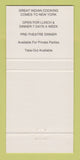 Matchbook Cover - Jewel of India Restaurant New York City 30 Strike