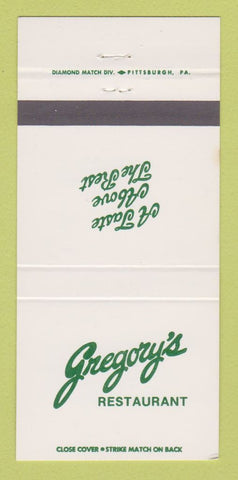 Matchbook Cover - Gregory's Restaurant Kirwan Heights PA 30 Strike