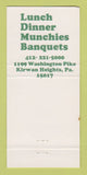 Matchbook Cover - Gregory's Restaurant Kirwan Heights PA 30 Strike