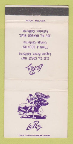 Matchbook Cover - La Paz Laguna Beach CA Fullerton Orange 30 Strike