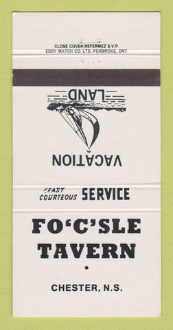 Matchbook Cover - Fo C Sle Tavern Chester NS 30 Strike