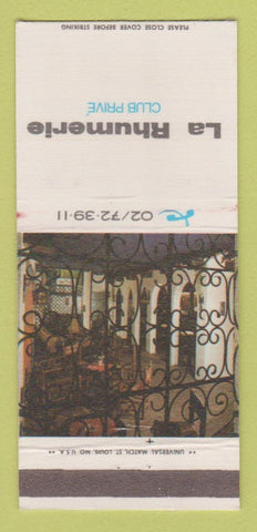 Matchbook Cover - La Rhumerie Club Prive Belgium? 30 Strike