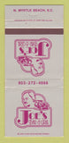Matchbook Cover - Joe's Bar Grill North Myrtle Beach SC WEAR 30 Strike