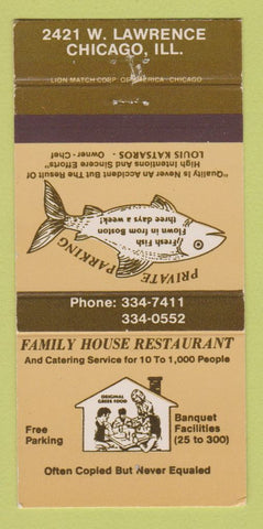 Matchbook Cover - Family House Restaurant Chicago IL 30 Strike