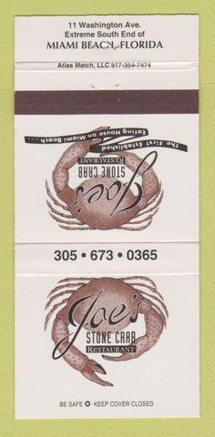 Matchbook Cover - Joe's Stone Crab Restaurant Miami Beach FL 30 Strike