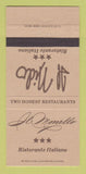 Matchbook Cover - Il Monello Italian Restaurant New York City 30 Strike