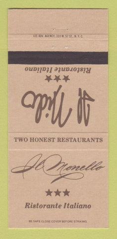 Matchbook Cover - Il Monello Italian Restaurant New York City 30 Strike