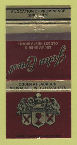 Matchbook Cover - John Ernest Restaurant Milwaukee WI WEAR 30 Strike