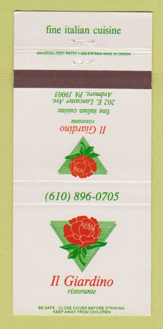 Matchbook Cover - Il Giardino Ristorante Italian Ardmore PA 30 Strike