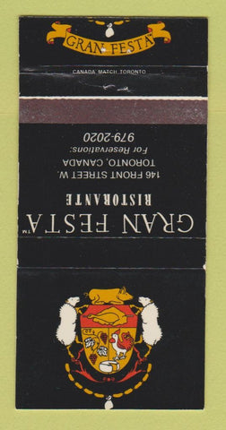 Matchbook Cover - Gran Festa Ristorante Toronto ON 30 Strike