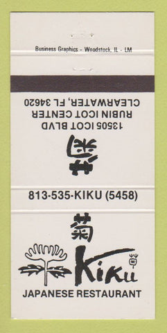 Matchbook Cover - Kiku Japanese Restaurant Clearwater FL 30 Strike