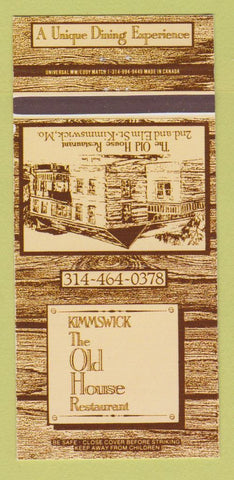 Matchbook Cover - Kimmswick Old House Restaurant MO 30 Strike