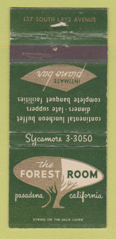 Matchbook Cover - Forest Room Pasadena CA WORN 30 Stick