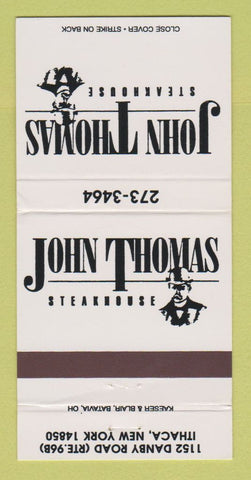 Matchbook Cover - John Thomas Steak House Ithaca NY 30 Strike