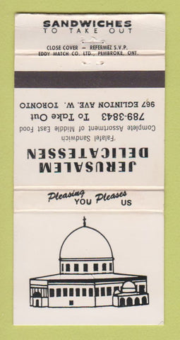Matchbook Cover - Jerusalem Deli Toronto ON WORN 30 Strike