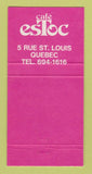 Matchbook Cover - Cafe Estoc Quebec QC 30 Strike