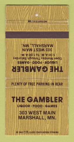 Matchbook Cover - The Gambler Restaurant Marshall MI 30 Strike