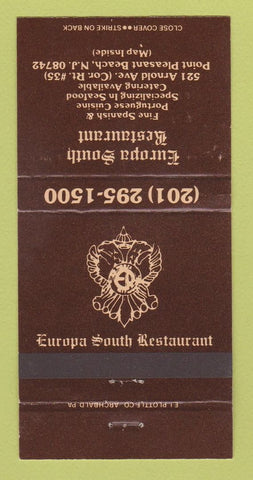 Matchbook Cover - Europa South Restaurant Point Pleasant Beach NJ 30 Strike