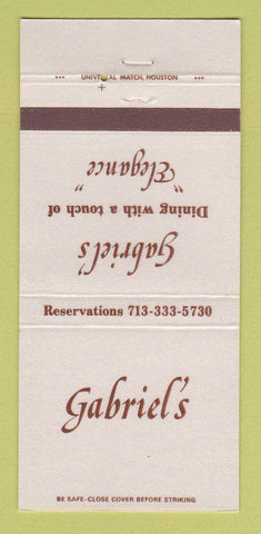 Matchbook Cover - Gabrie's Restaurant Nassau Bay TX 30 Strike