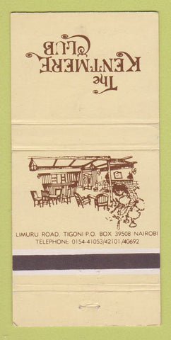 Matchbook Cover - Kentmere Club Nairobi WEAR 30 Strike