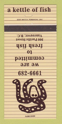Matchbook Cover - A Kettle of Fish Vancouver BC 30 Strike