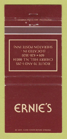 Matchbook Cover - Ernie's Cherry Hill NJ 30 Strike